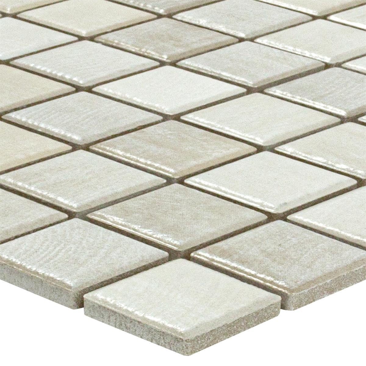 Mosafil Mosaikfliesen Keramikmosaik Fliesen Luminara Holzoptik, Keramik 29.700x29.700, beige, Verlegefertig auf ein Netz geklebt - Frostsicher - Wasserdicht -