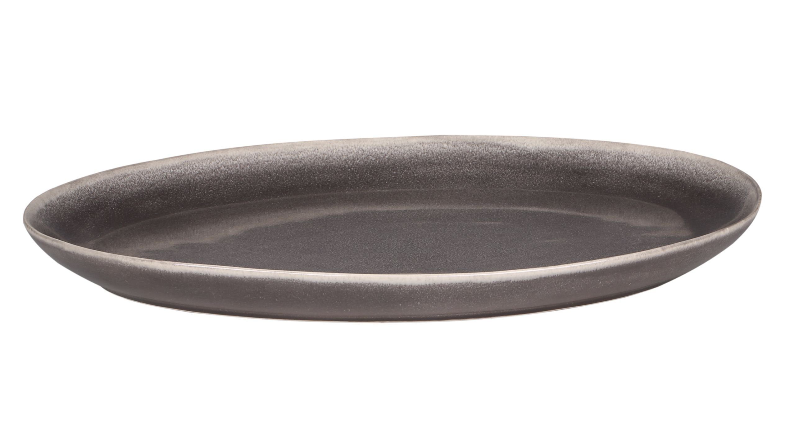 Chic Antique Servierschale Platte Servierplatte Calais Grau Braun Steingut Chic Antique 61057225, Steingut