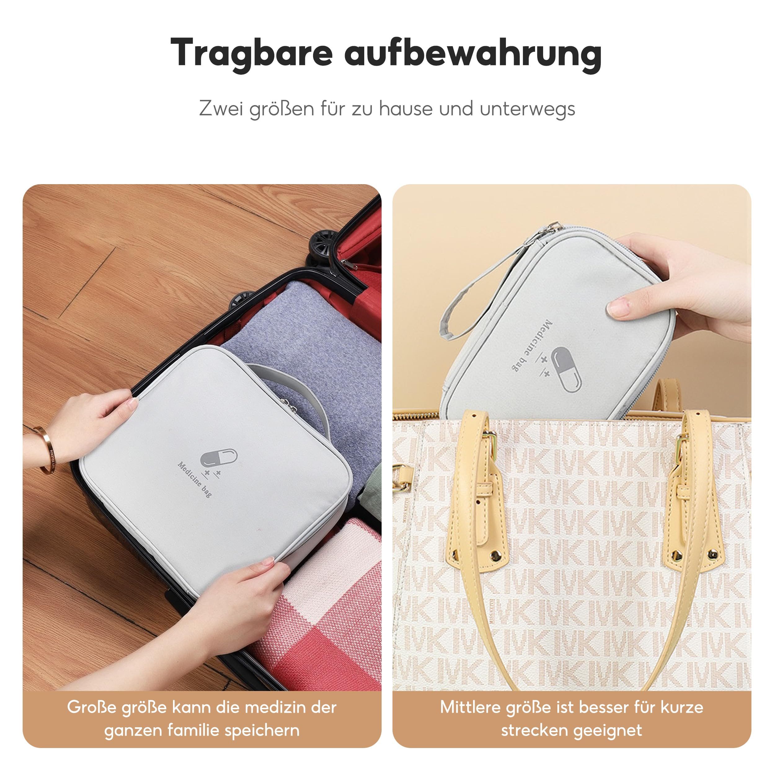 FOUORTUNATE-BEE Arzttasche 2 Stück Medikamententasche, Große & Klein Medikamententasche Reise (Reiseapotheke Tasche Wasserdicht, Erste Hilfe Tasche leer, Erste Hilfe Set Outdoor)