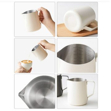 CoolBlauza Milchkännchen Milchkännchen zum Milchaufschäumen Edelstahl, 0.35 l, (Milch Pitcher für Cappuccino, Espresso, Latte Art), Perfekt für Kaffeeliebhabe