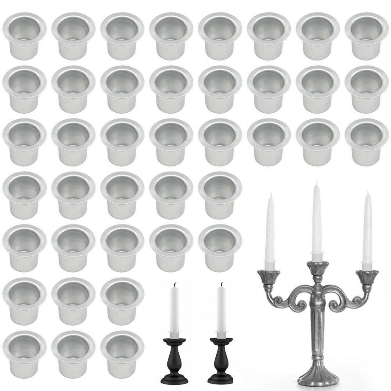 LuxusKollektion Kerzentülle Kerzenhalter Einsatz Metall Silber 12mm 40 Stk (40 St)
