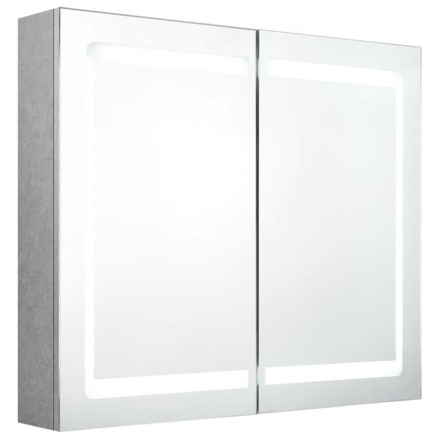 vidaXL Badezimmerspiegelschrank LED-Spiegelschrank fürs Bad Betongrau 80x12x68 cm