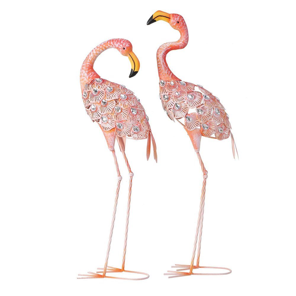 Flamingo Figur Eisen Dekofigur, Tierfigur BOLTZE Flamingo Dekofigur rosa