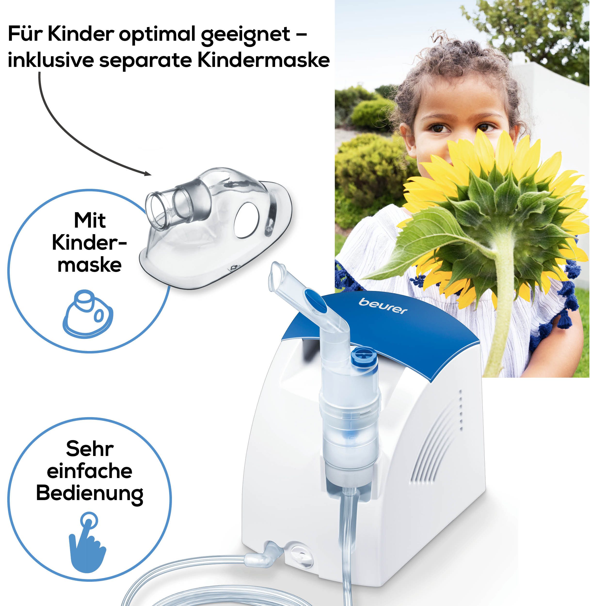 BEURER Inhalationsgerät IH 26 mit kurzer Inhalationszeit dank extra hoher Verneblungsleistung, Zur Behandlung der oberen und unteren Atemwege, wie z.B. bei Asth – Bild 5 von 5