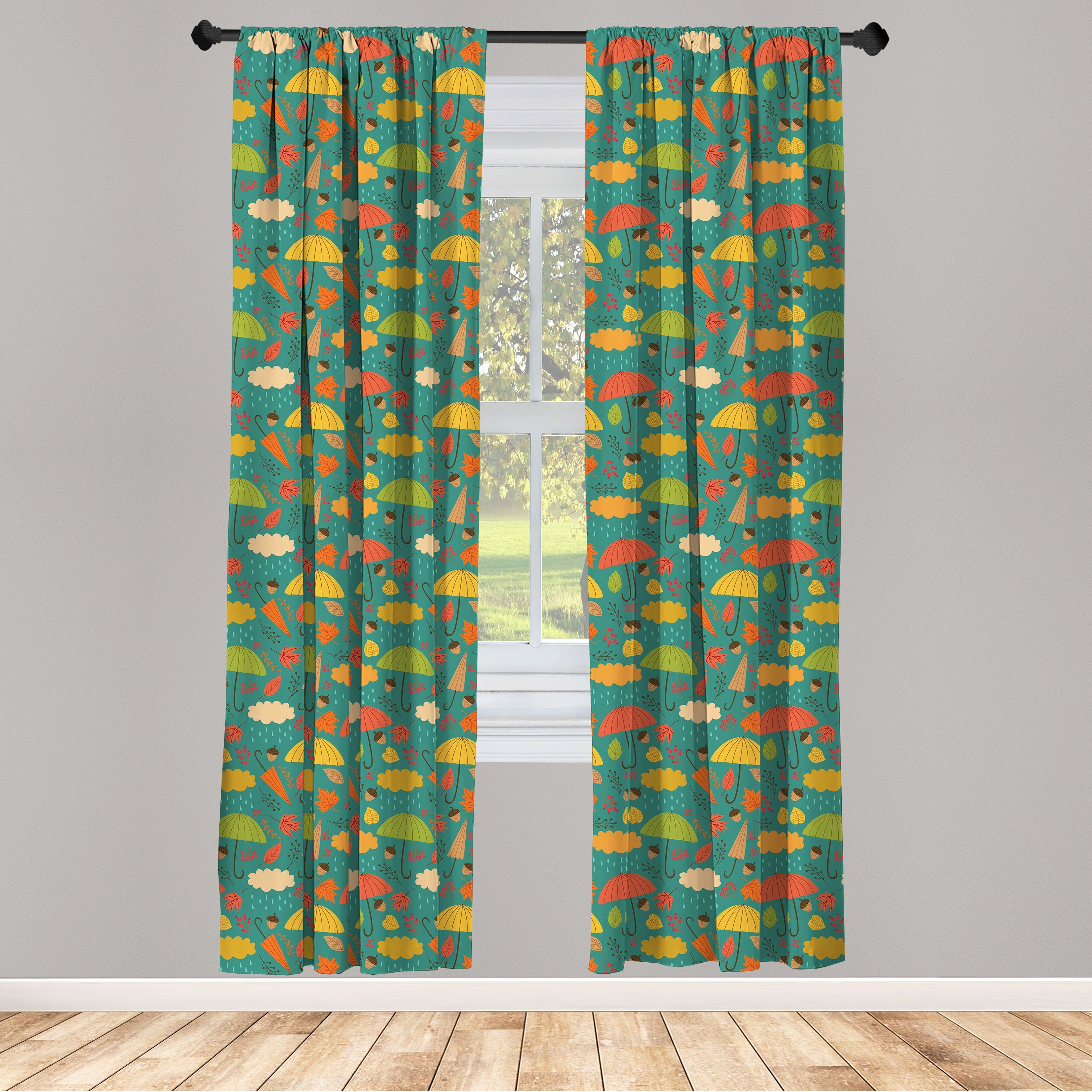 Gardine Vorhang für Wohnzimmer Schlafzimmer Dekor, Abakuhaus, Microfaser, Eichel Herbst Wetter Regen-Wolke