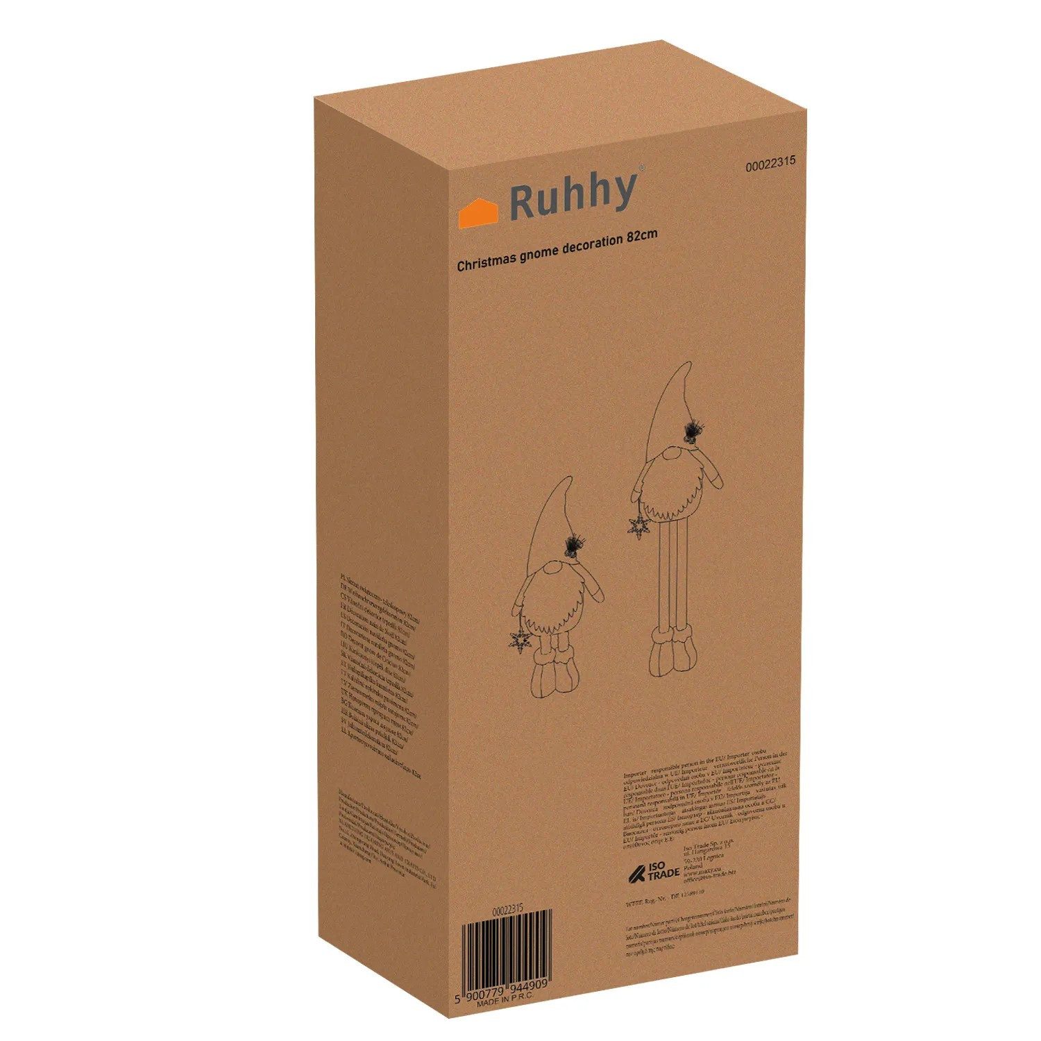 Ruhhy Weihnachtsfigur Wichtel Gnomfigur (Spar-Set, 1 St., 50-82 cm verstellbar), Teleskopbeine 50-82cm, formbarer Hut, mit Holz-Schneeflocke – Bild 2 von 5