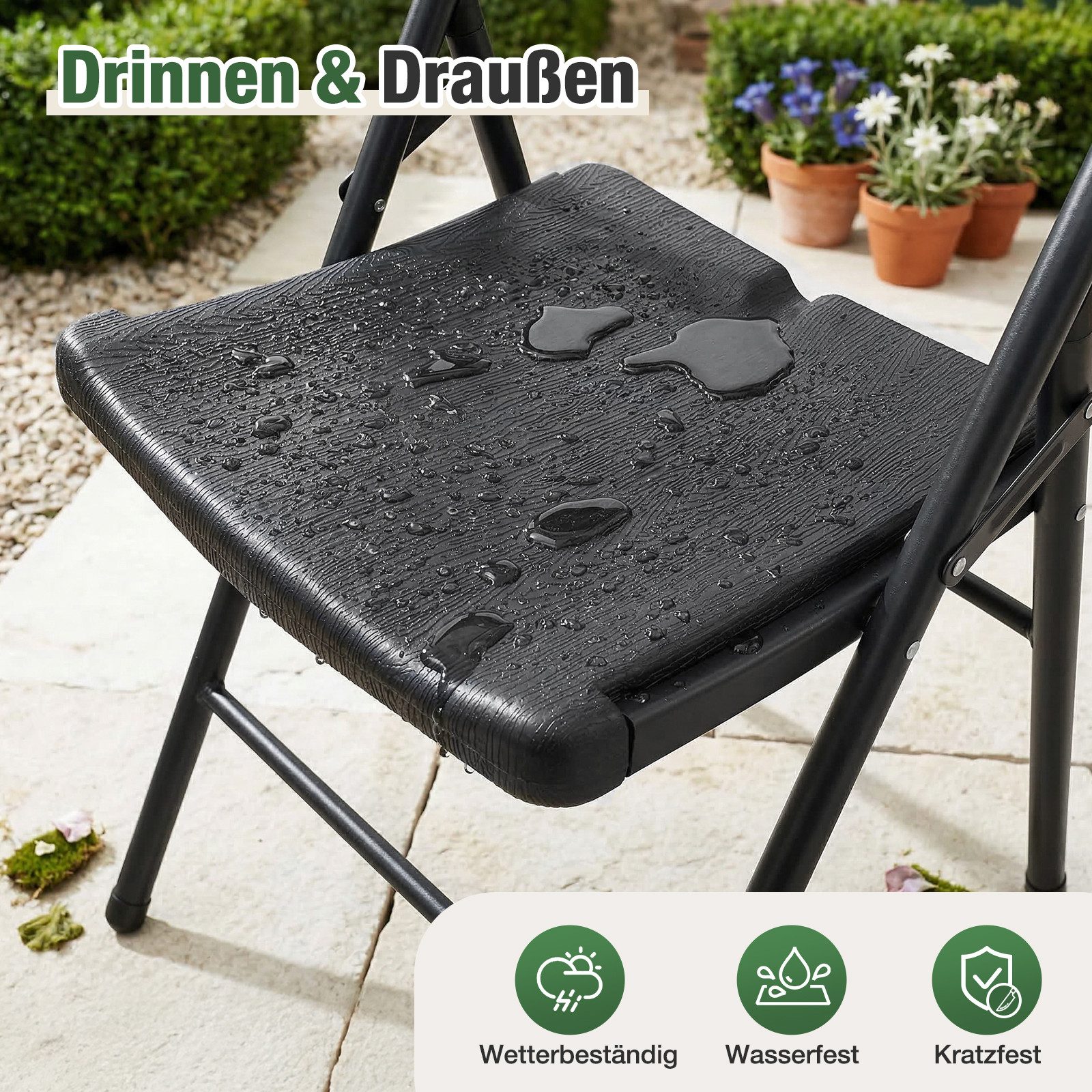 Sekey Klappstuhl Klappstuhl Set bis 150kg stabil faltbar Gartenstuhl Metall, Bis 150kg belastbar – stabil, faltbar & platzsparend – Bild 3 von 5