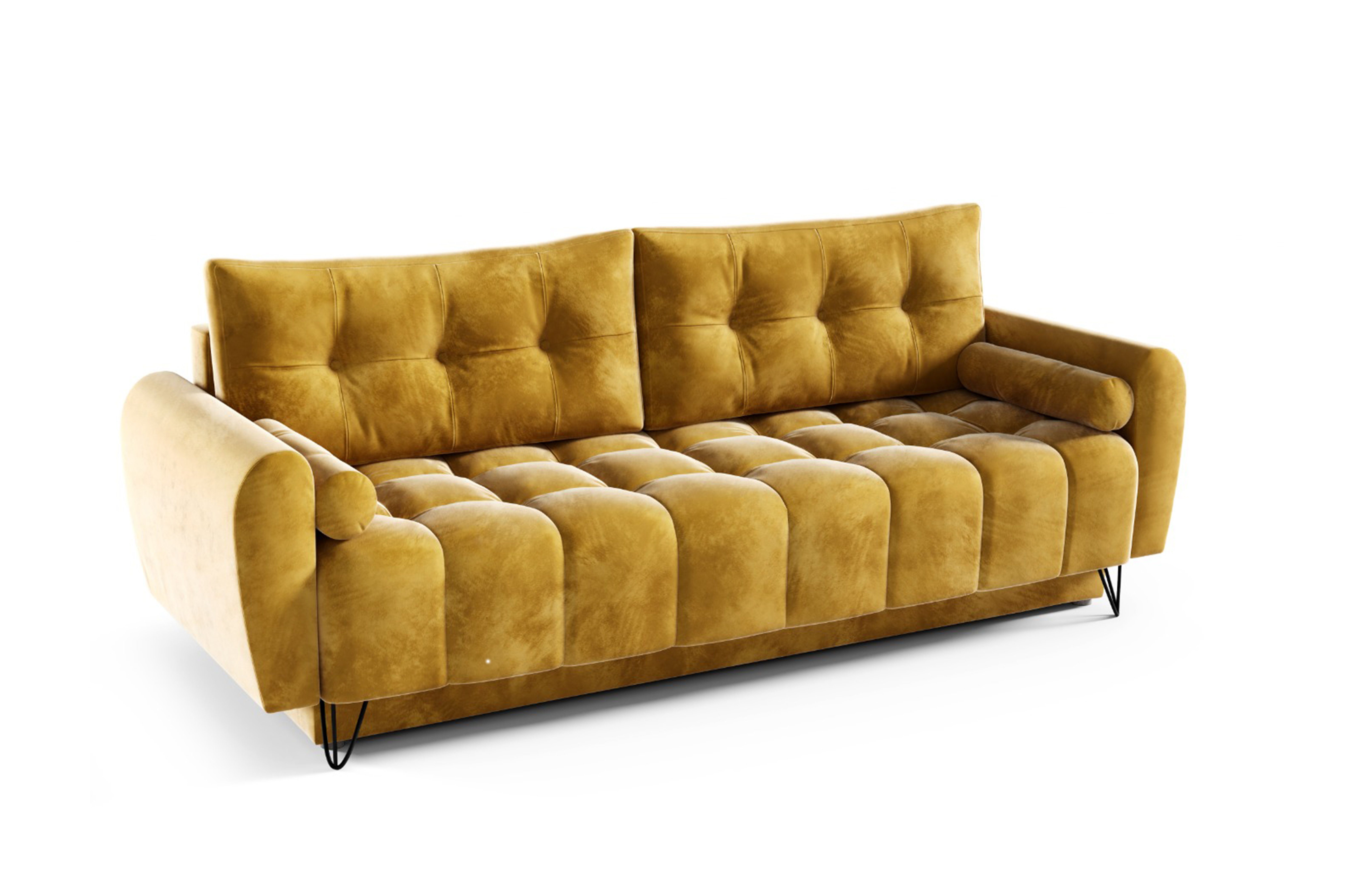 MOEBLO Schlafsofa OHIO, Sofa Couch für Wohnzimmer Polstersofa Sofagarnitur Wohnlandschaft mit Bettfunktion - (BxHxT): 233x93x100 cm, mit Schlaffunktion und Bettkasten