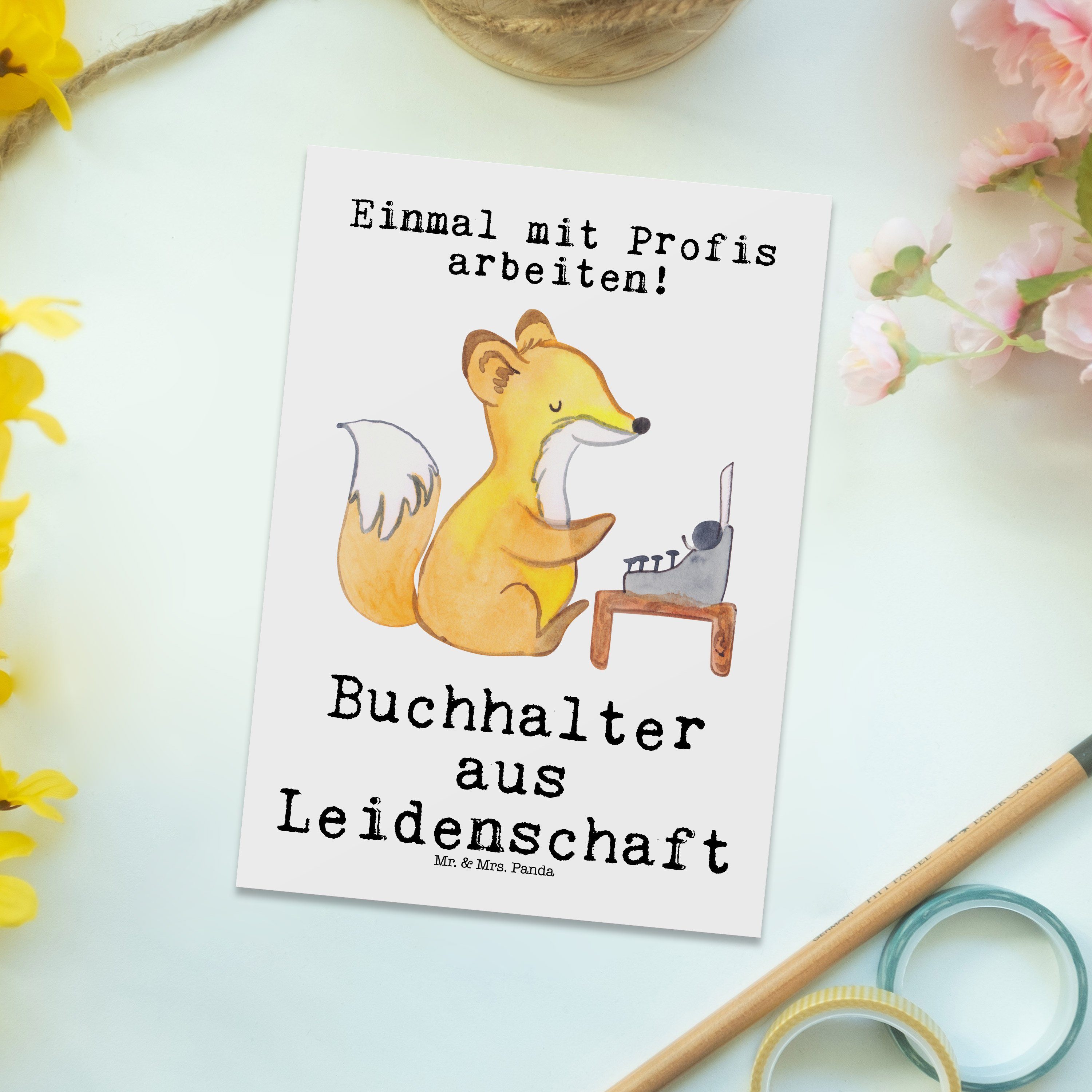 Leidenschaft Backoffi & Mr. Geschenk, Weiß Postkarte Mrs. aus Panda - Angestellter, Buchhalter -