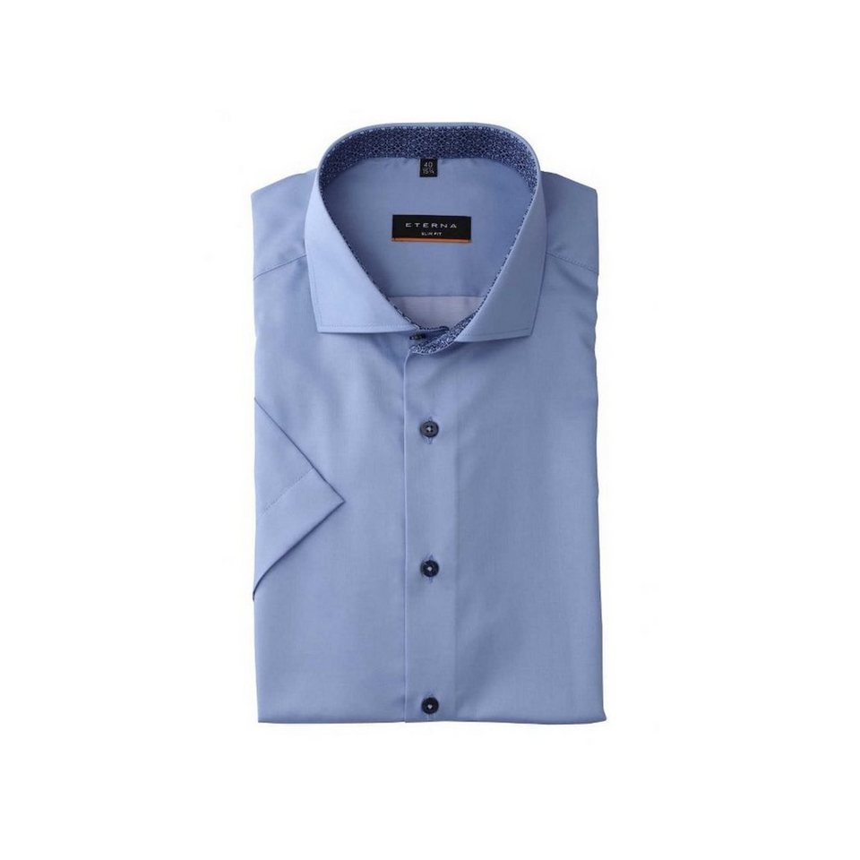 Eterna Kurzarmhemd mittel-blau (1-tlg., keine Angabe), Modisch und modern