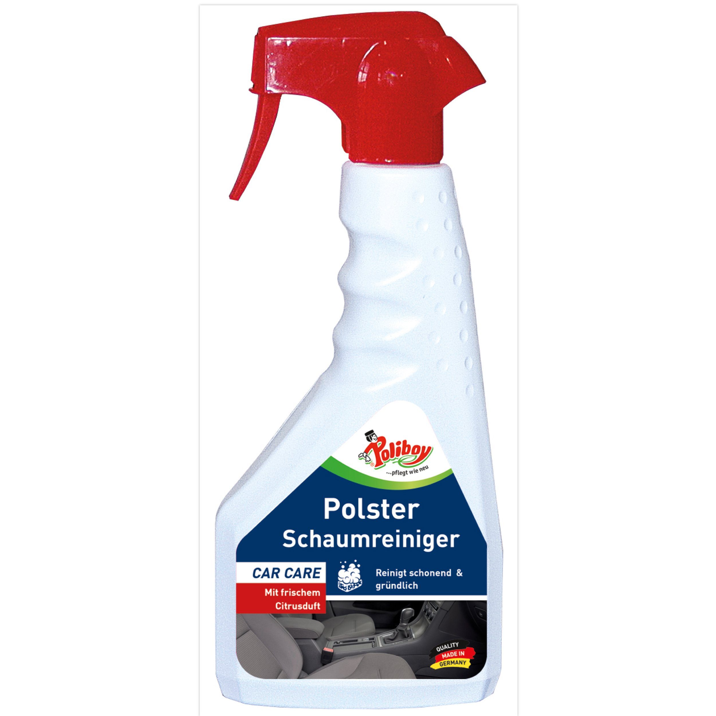 poliboy Car Care Schaumreiniger – 500ml – Polsterreiniger (zum Reinigen von Textilien in Auto, Boot und Caravan – Made in Germany)