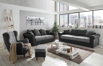ED EXCITING DESIGN 3-Sitzer, Aurelia 3-Sitzer Polstergarnitur Couch Sofa 2-farbig Anthrazit/Silber