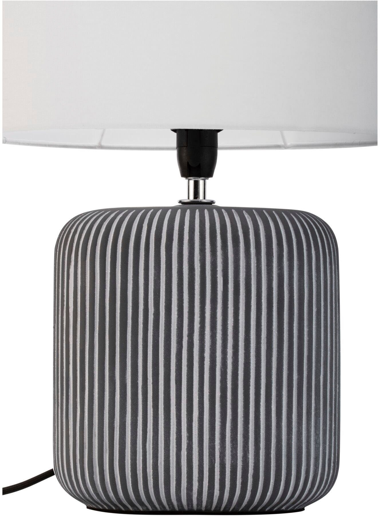 Pauleen Tischleuchte Pure Shine max20W Grau/Weiß 230V Stoff/Keramik, Ein-/Ausschalter, ohne Leuchtmittel, E14 – Bild 5 von 5