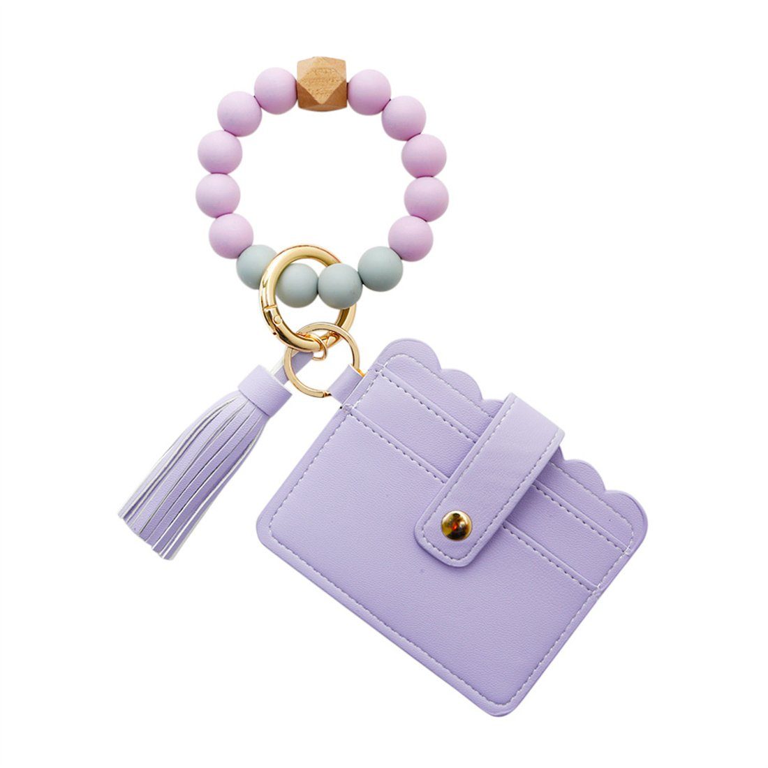 für Lila mit Schlüsselanhänger das DÖRÖY Handgelenk Perlenquaste Silikon-Schlüsselanhänger