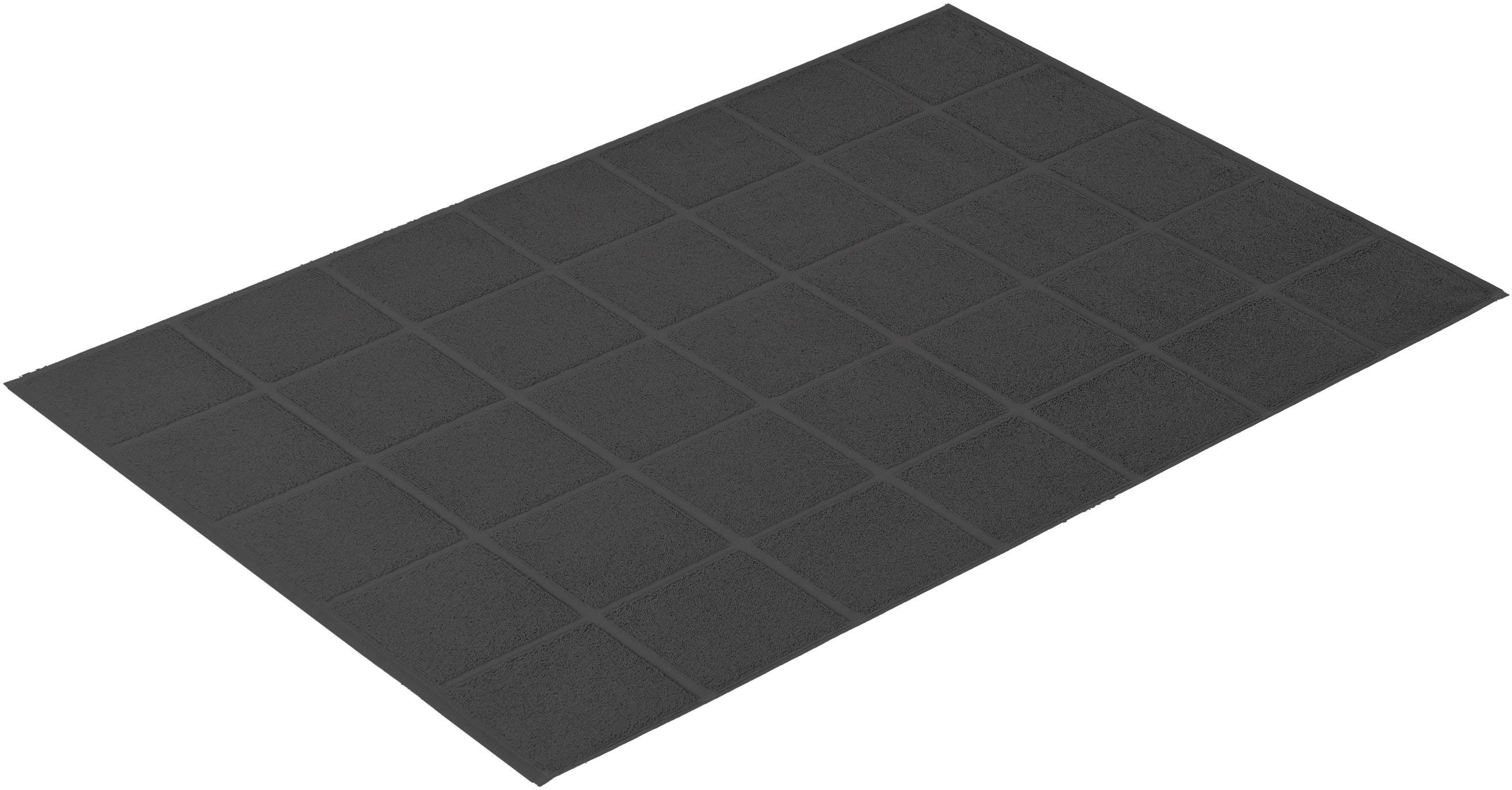 Vossen Badematte »Pratos«, Höhe 12 mm, fußbodenheizungsgeeignet, Baumwolle, rechteckig, Badteppich, Uni Farben, Rauten Design