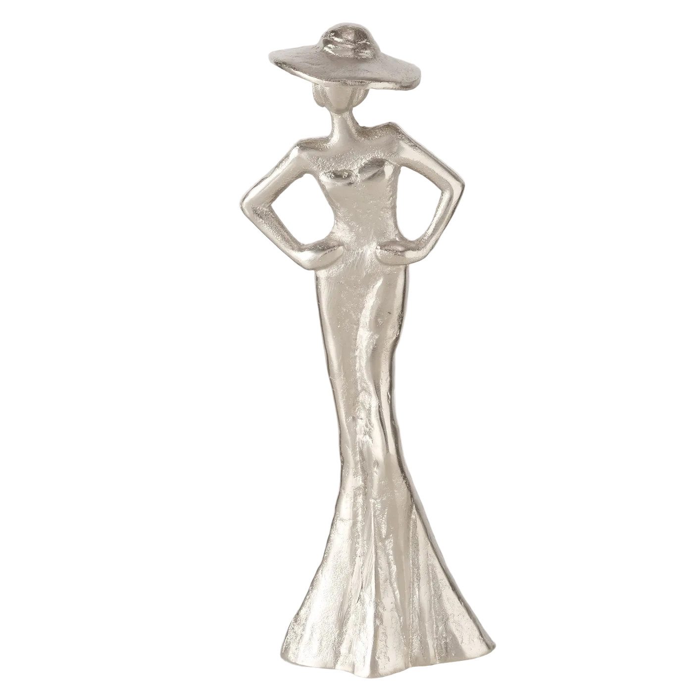 MF Skulptur Lady Elegante Aluminium Figur in Silber – Handgefertigte Deko