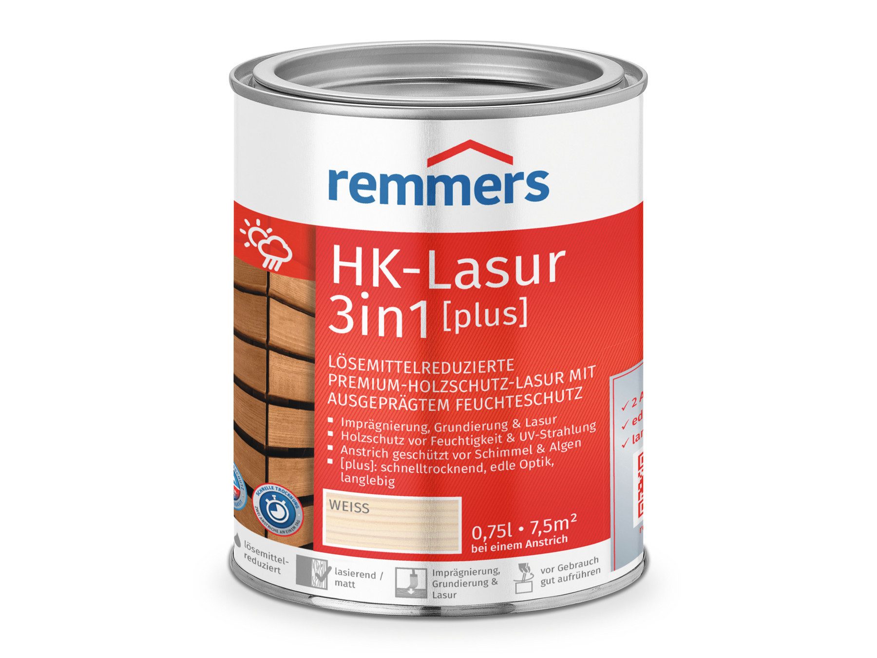 Holzschutzlasur HK-Lasur 3in1 [plus] ebenholz matt 0,75 Liter