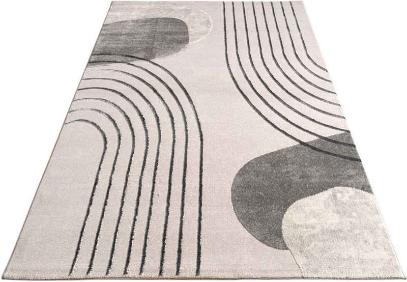 Teppich Tuana 216, Paco Home, rechteckig, Höhe: 15 mm, Kurzflor, modernes Design, Regenbogen, Hoch-Tief Struktur, Scandi-Look