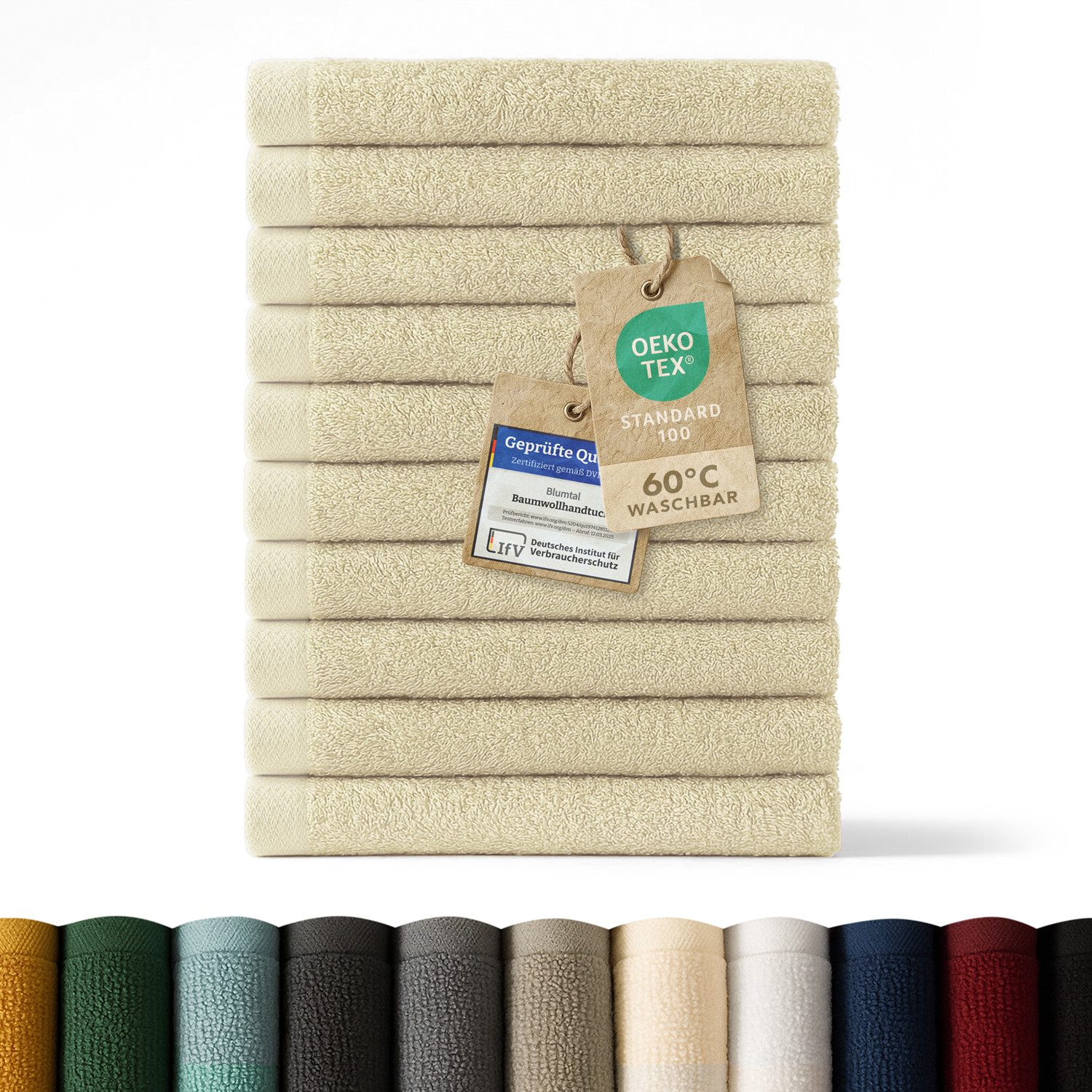 Blumtal Gästehandtücher Premium 30x30cm oder 30x50cm weich und saugstark, Frottee (10-St), 10er (30x50cm), 12er und 24er Set (30x30cm), 100% Baumwolle