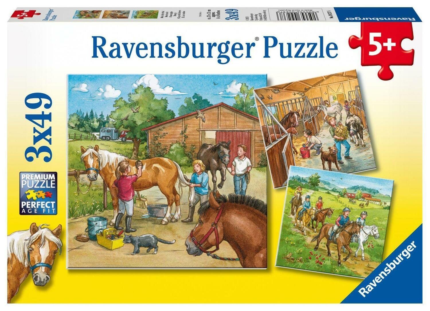 Ravensburger Puzzle Mein Reiterhof. Puzzle (3 x 49 Teile), 49 Puzzleteile