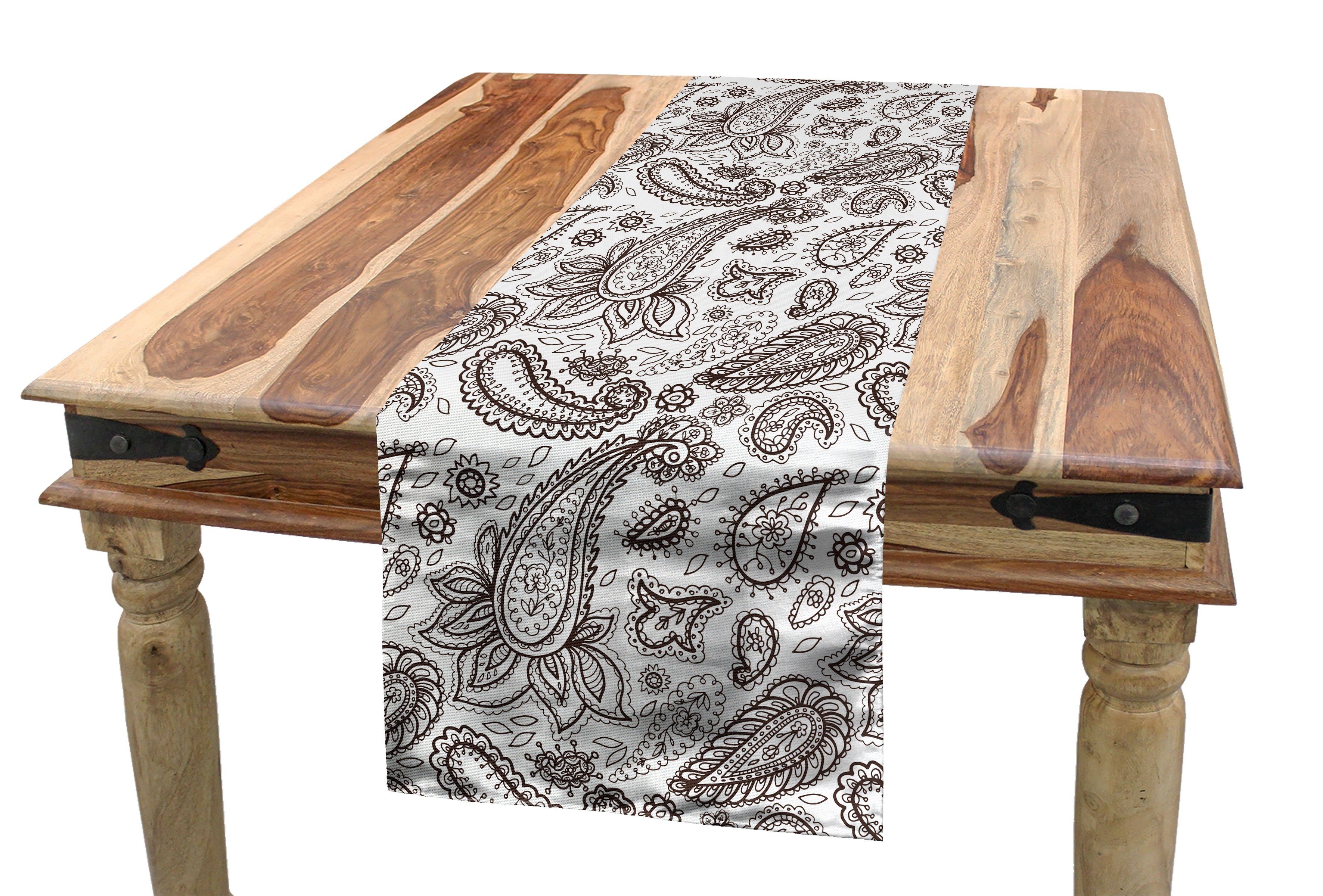 Küche Tischläufer, Blick Rechteckiger Brown Esszimmer Motiv Tischläufer Zentangle Abakuhaus Dekorativer Paisley