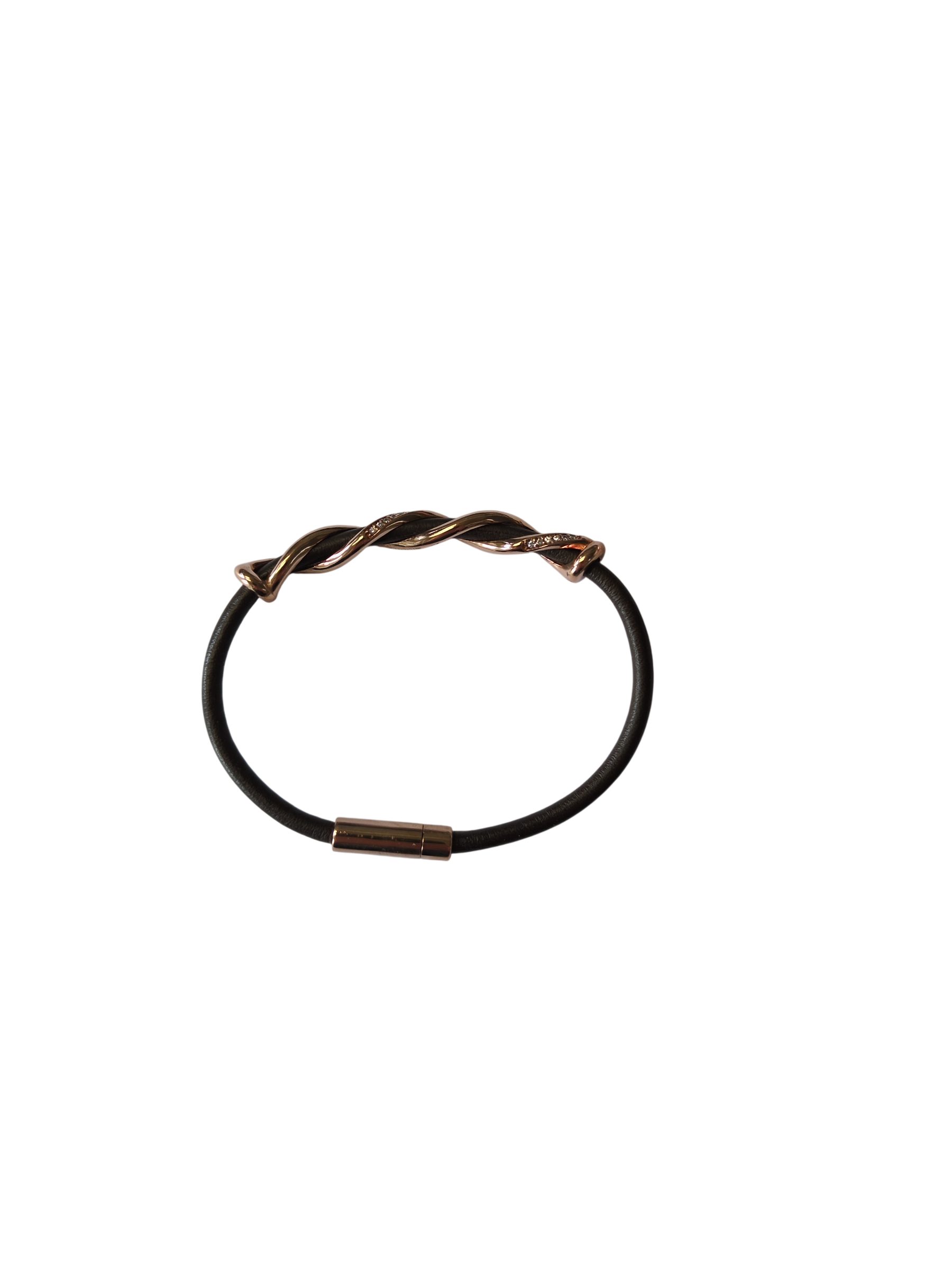 Esprit Lederarmband Damen 925er Sterlingsilber Leder 17cm Gold Braun, Zirkonia, Lederband