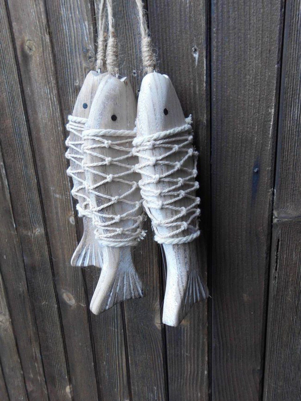 Deko-Impression Dekohänger Dekohänger 3 Fische z. Hängen Holz massiv Maritime Deko Meer (3 St)