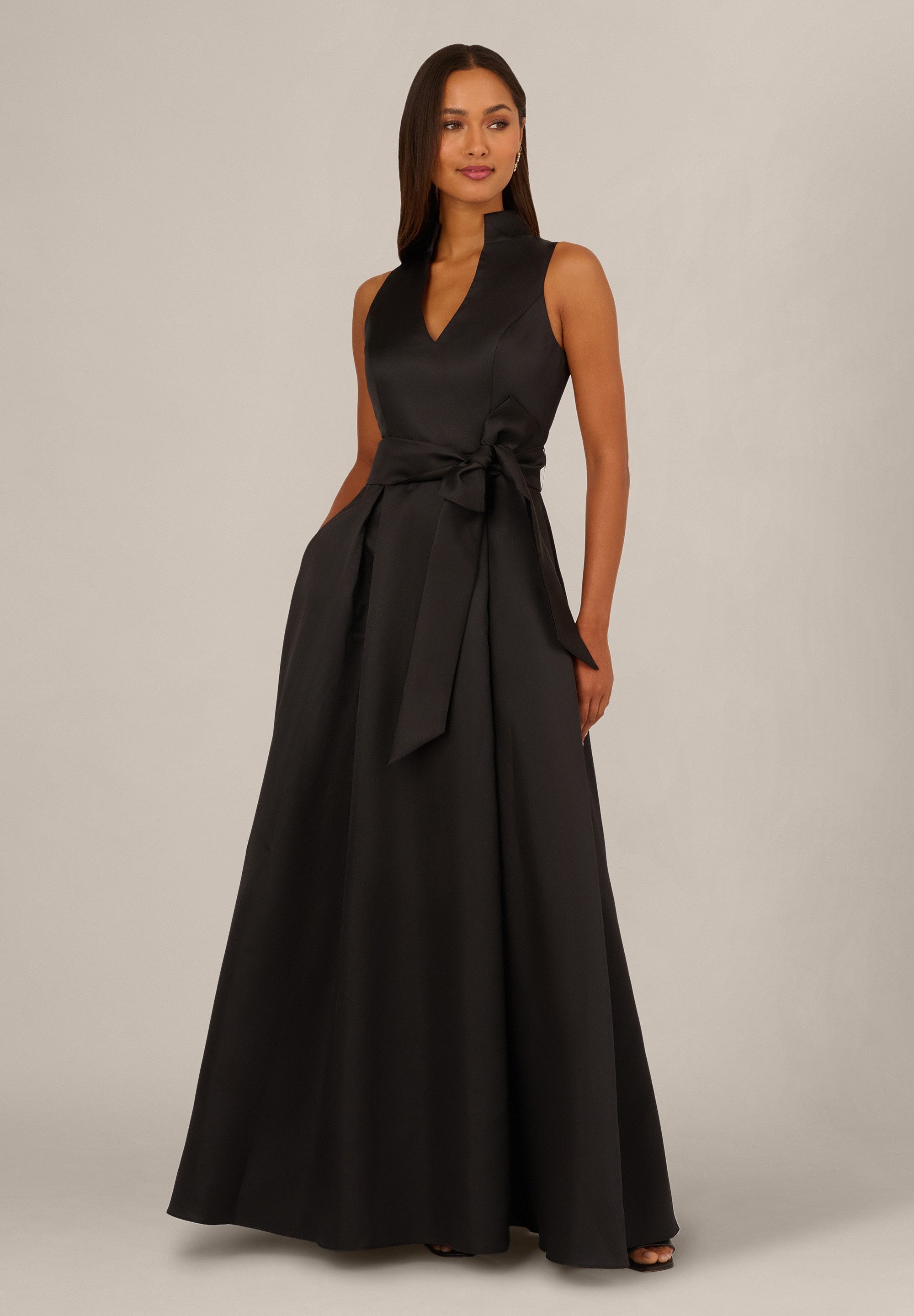 Adrianna Papell Abendkleid Mikado Tie Front Dress Elegantes, ärmelloses Ballkleid aus Mikado