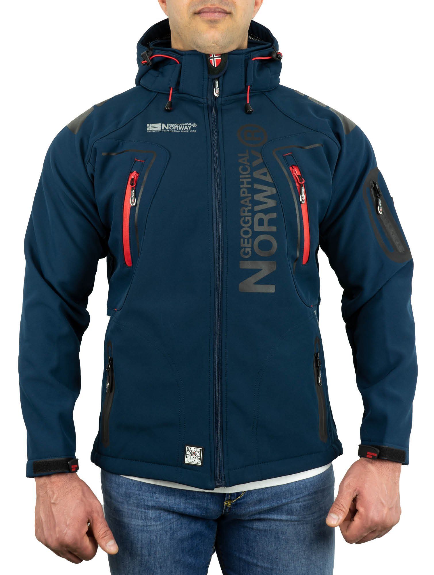 Geographical Norway Softshelljacke Jacke NAVY Regenjacke Herbst Kapuze Herren Outdoor Mit brtechno (1-St)