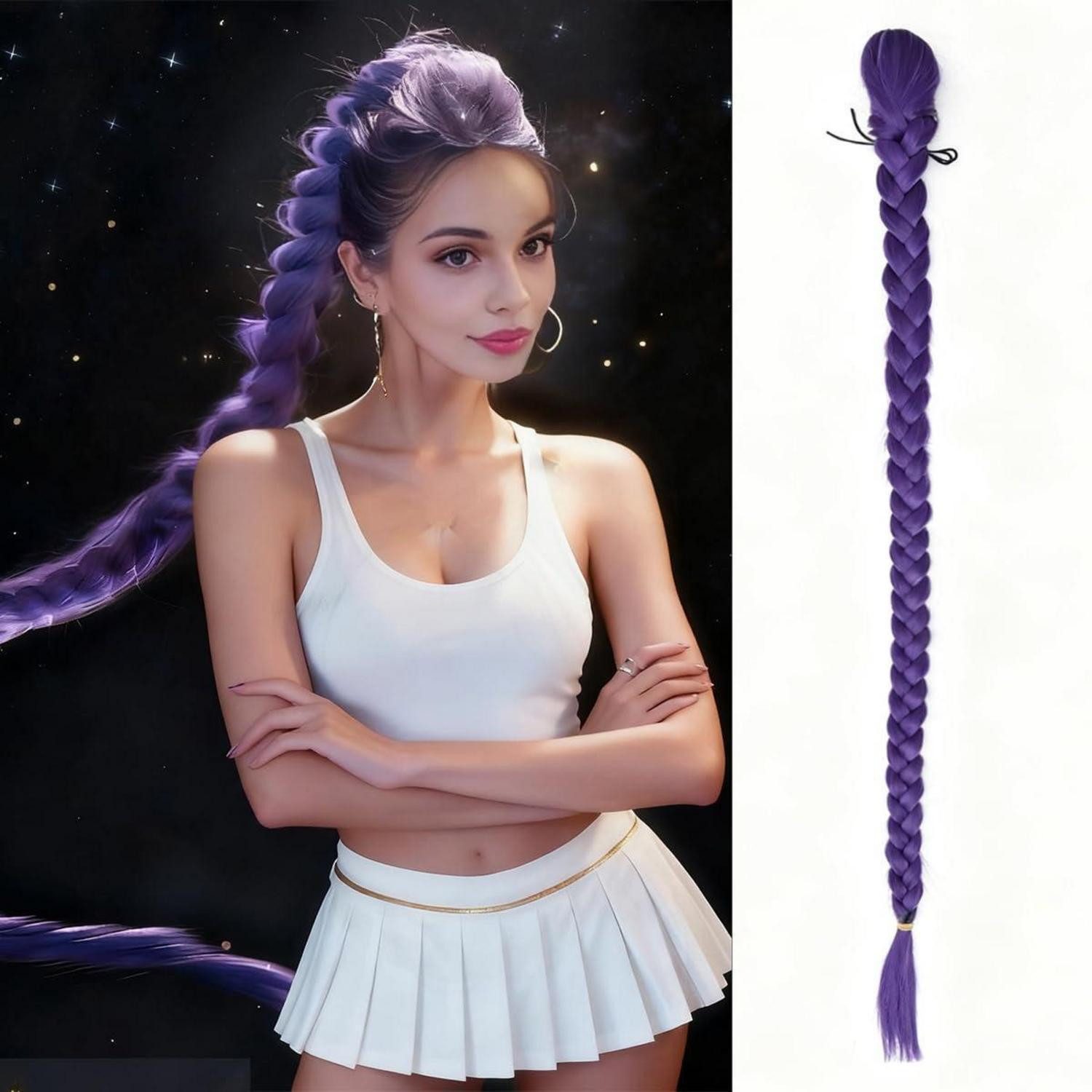 LuxusKollektion Kunsthaar-Extension Pferdeschwanz Haarteil Clawclip Synthetik Cosplay Lila 100cm 40 inch