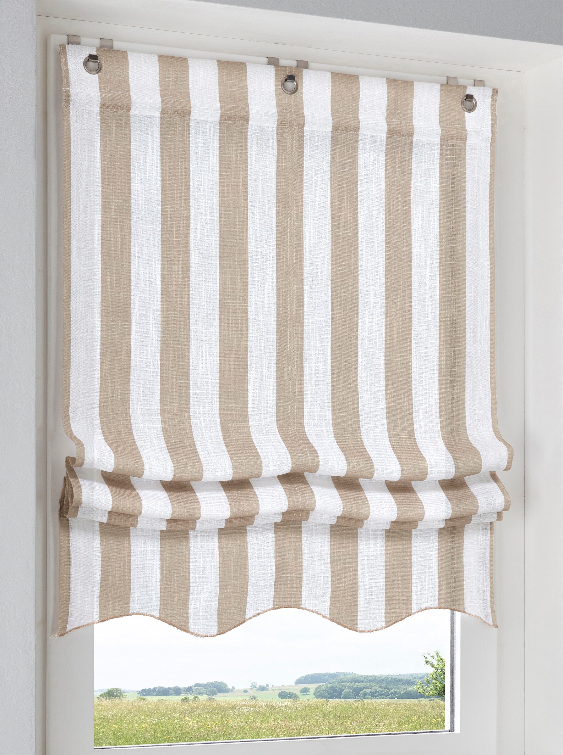 Rollo Raffrollo, heine, halbtransparent, Ösen mit günstig online kaufen