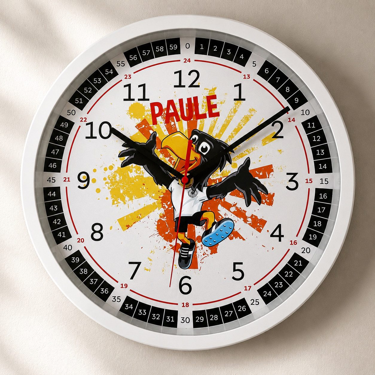K&L Wall Art Wanduhr DFB Fußball Kinderuhr mit Lernzifferblatt Jungen Wanduhr (Moderne Kinderuhr Fußball Wanduhr ohne Tick-Geräusche)