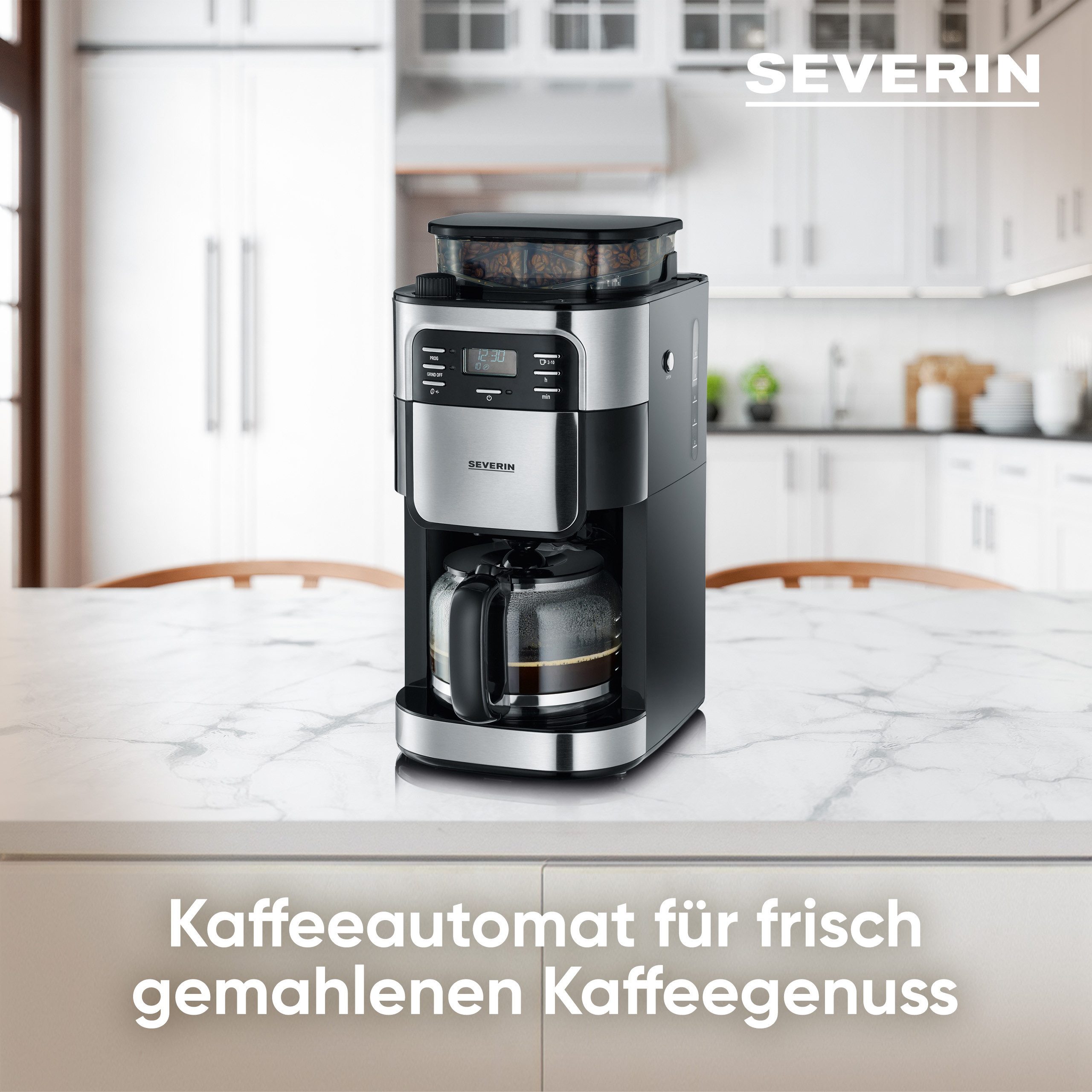 Severin Kaffeemaschine mit Mahlwerk KA 4810, 1l Kaffeekanne, 1x4, Mahlgrad und Kaffeemenge individuell einstellbar