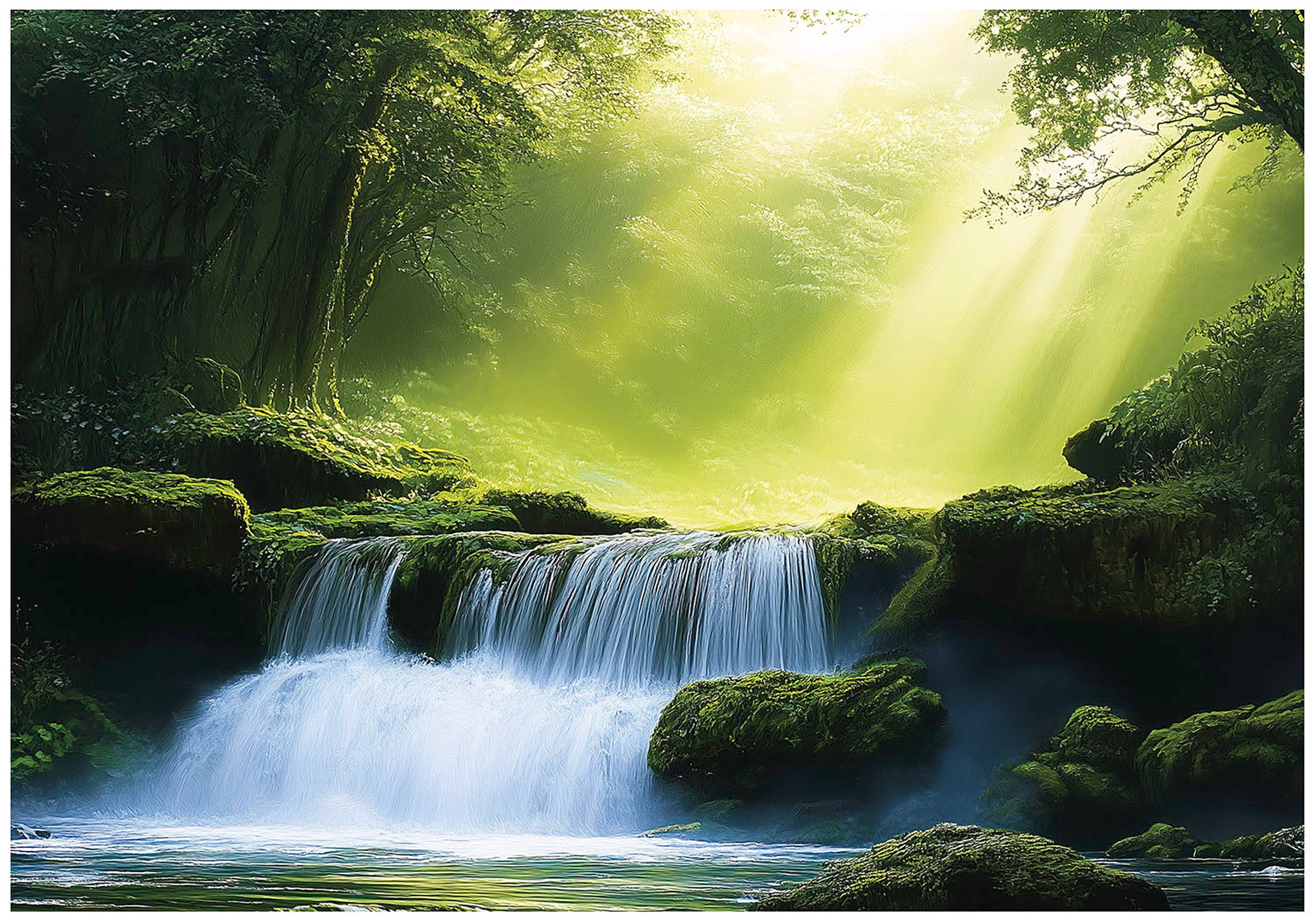 Fototapete Wasserfall in Wald Vlies Tapete Wohnzimmer Schlafzimmer Wandtapete