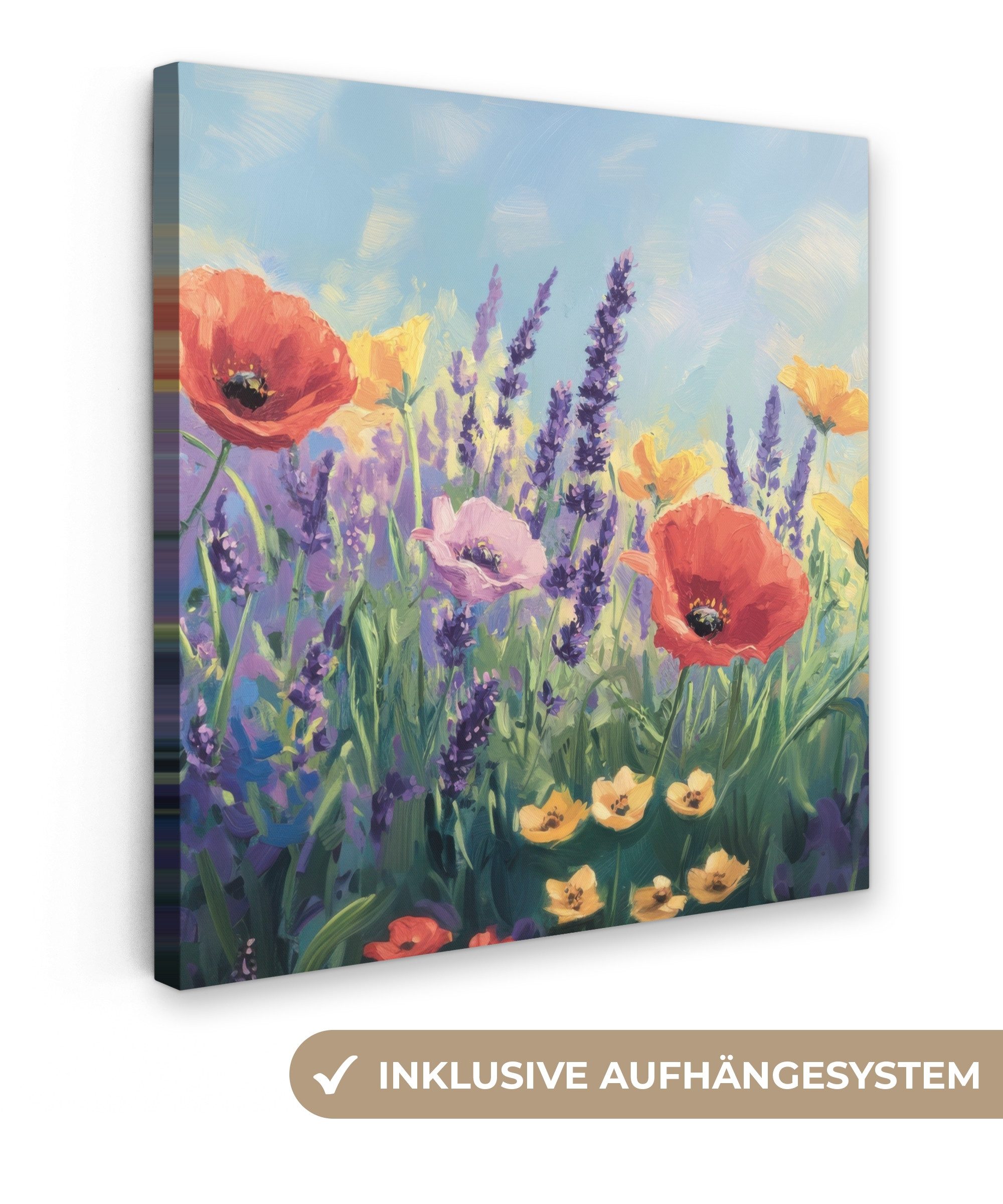 Leinwandbild Wiese - Blumen - Farbenfroh
