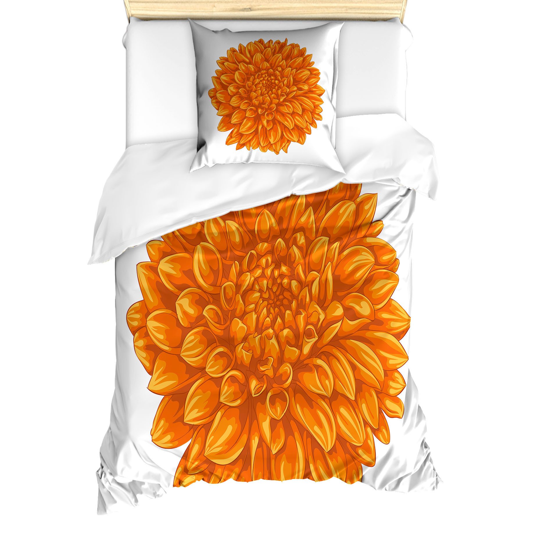 Abakuhaus Постельное белье Milbensicher Всеrgiker geeignet mit Kissenbezug, Microfaser, Orange Dahlie-Blumen-Blumen