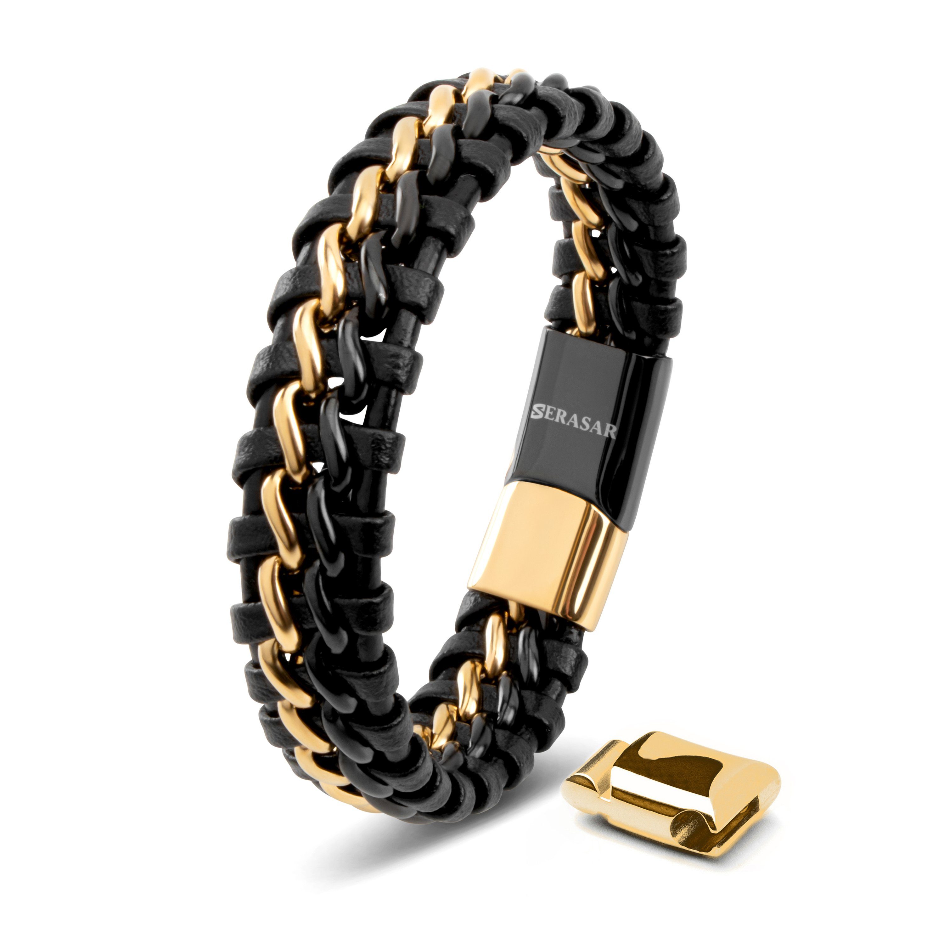 Bild von SERASAR Lederarmband Leder Herrenarmband "Steel" (Klassisch, elegant, casual, 1-tlg), aus Echtleder, Länge durch extra Glied verstellbar