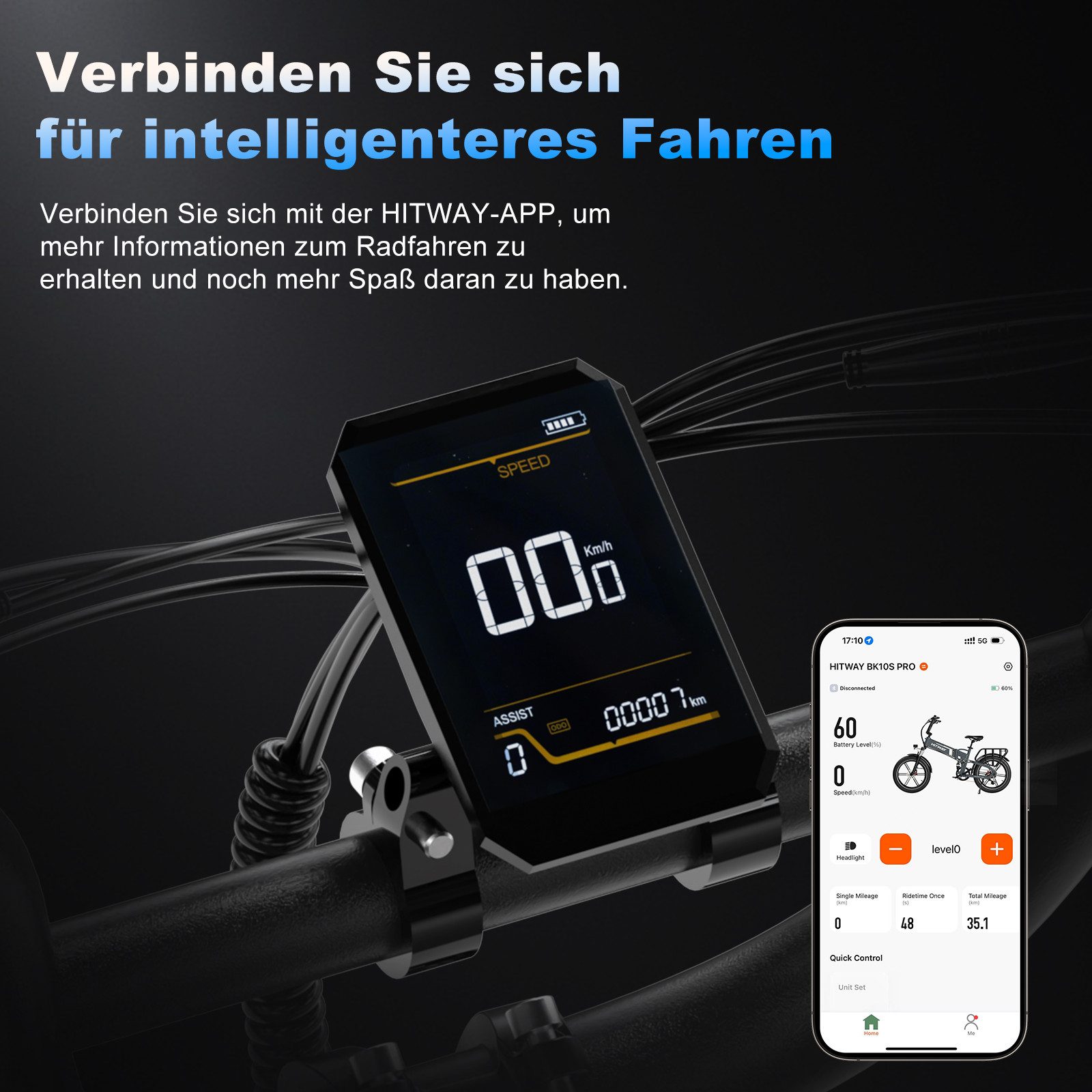 HITWAY E-Bike Mountainbike BK10S 20*4,0 zoll E-Faltrad mit Samsung-Akku max. 70-120km, 7 Gang shimano shimano Schaltwerk, Kettenschaltung, Heckmotor, 720 Wh, mit Doppelte Stoßdämpfung, hydraulische Bremsen, APP-Funktion