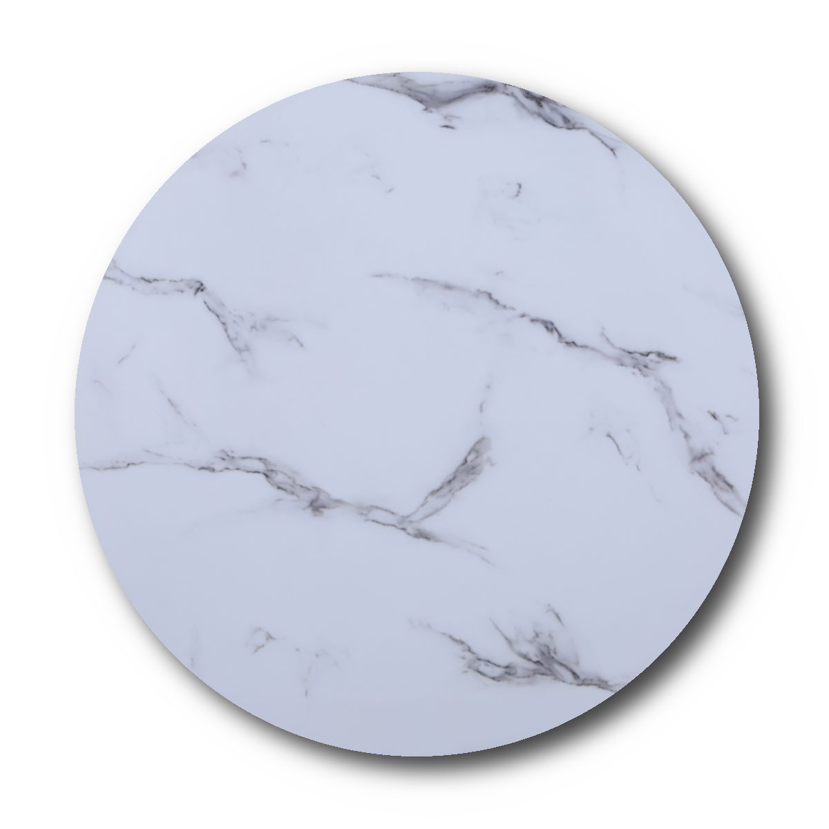 HOOZ Tischplatte Glasplatte Ø60cmx0,6 cm mit Facettenschliff - Marmoroptik weiß, rund