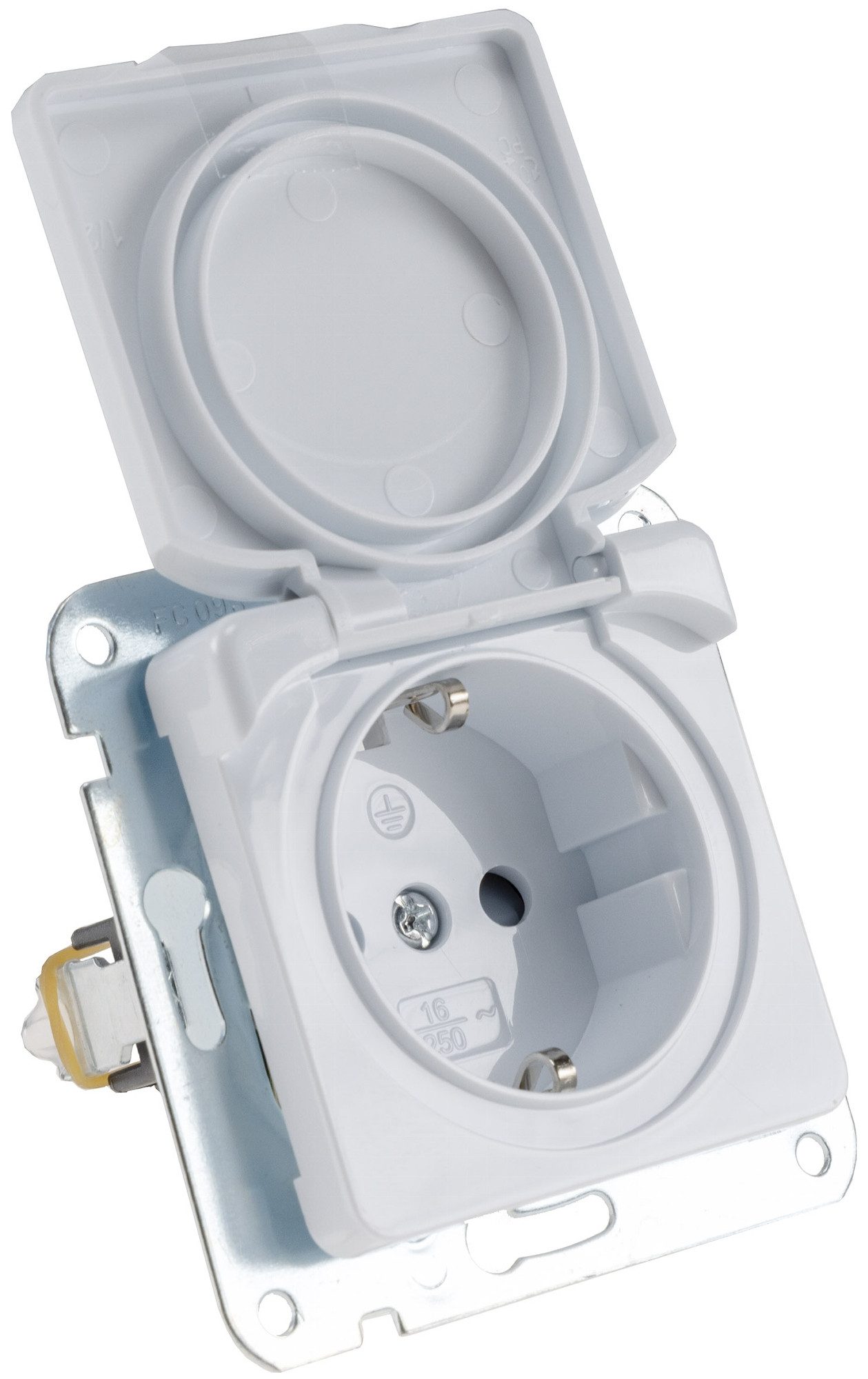 ChiliTec Steckdose DELPHI Schutzkontakt-Steckdose IP40 250V~/ 16A, mit Deckel, UP, weiß