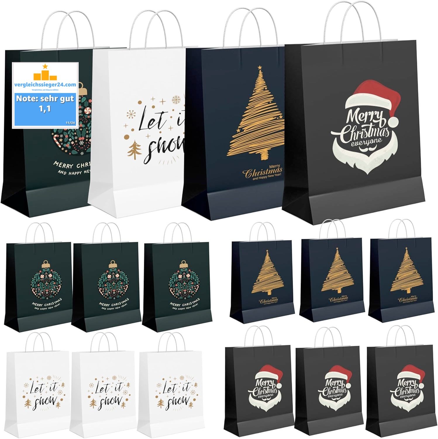 Aufbewahrungsbox 12x XXL Weihnachtstaschen Geschenktüten Geschenktaschen Modern
