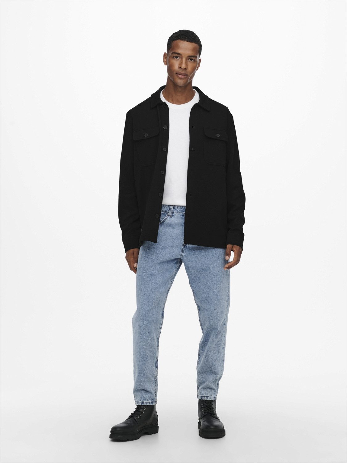 ONLY & SONS Langarmhemd ONSNEWKODYL OVERSHIRT SWEAT NOOS Materialmix, regular fit