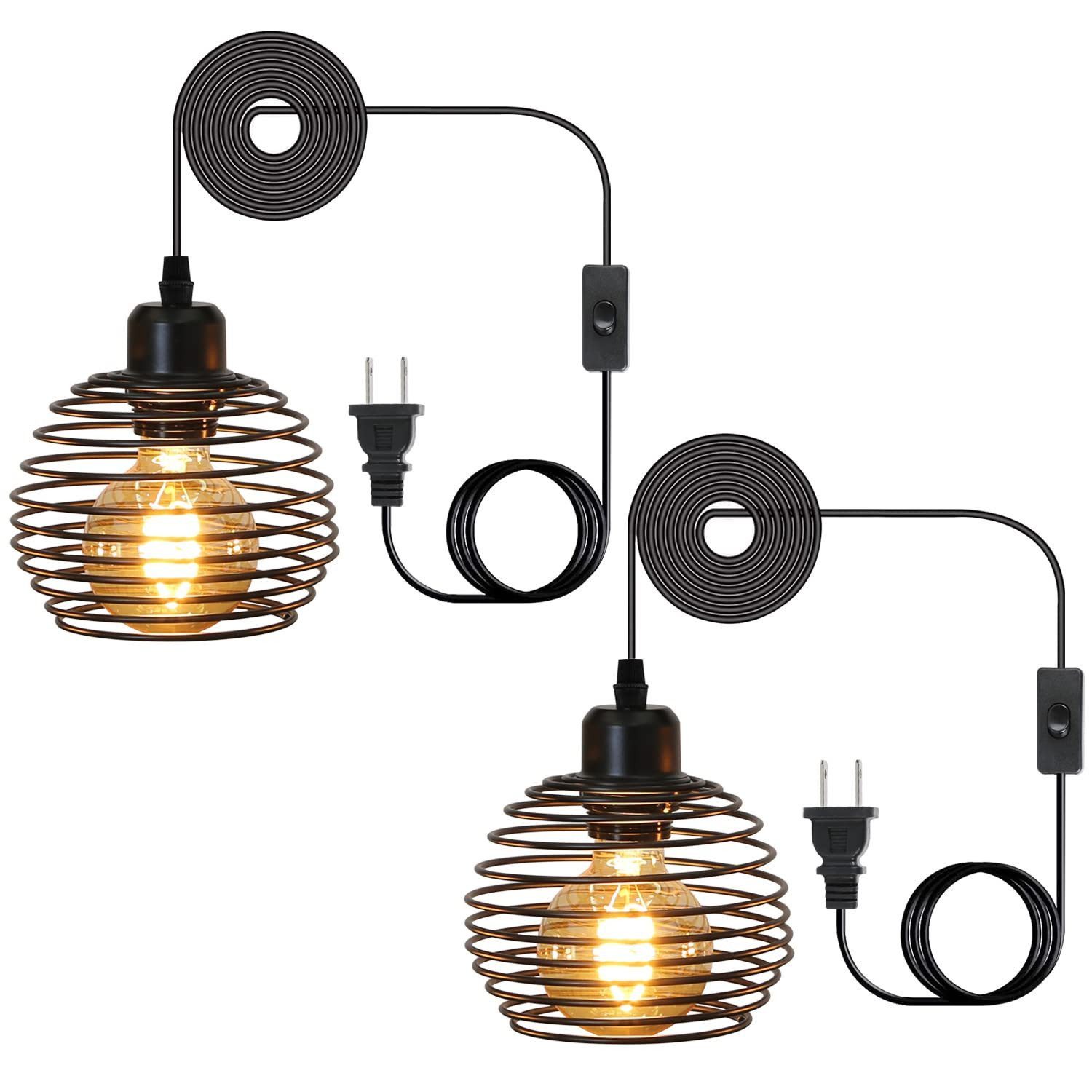 Nettlife Pendelleuchte Schwarz 1,5 m Höhenverstellbare Hängeleuchte Schalter am Kabel E27, LED wechselbar, für Wohnzimmer Esszimmer Küche inkl. Stecker