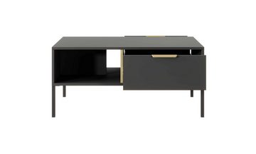 Furnix Couchtisch LARSONS niedriger Wohnzimmertisch Tisch Schublade Loft Anthrazit, B96,9 x H44,4 x T60 cm, Metallbeine
