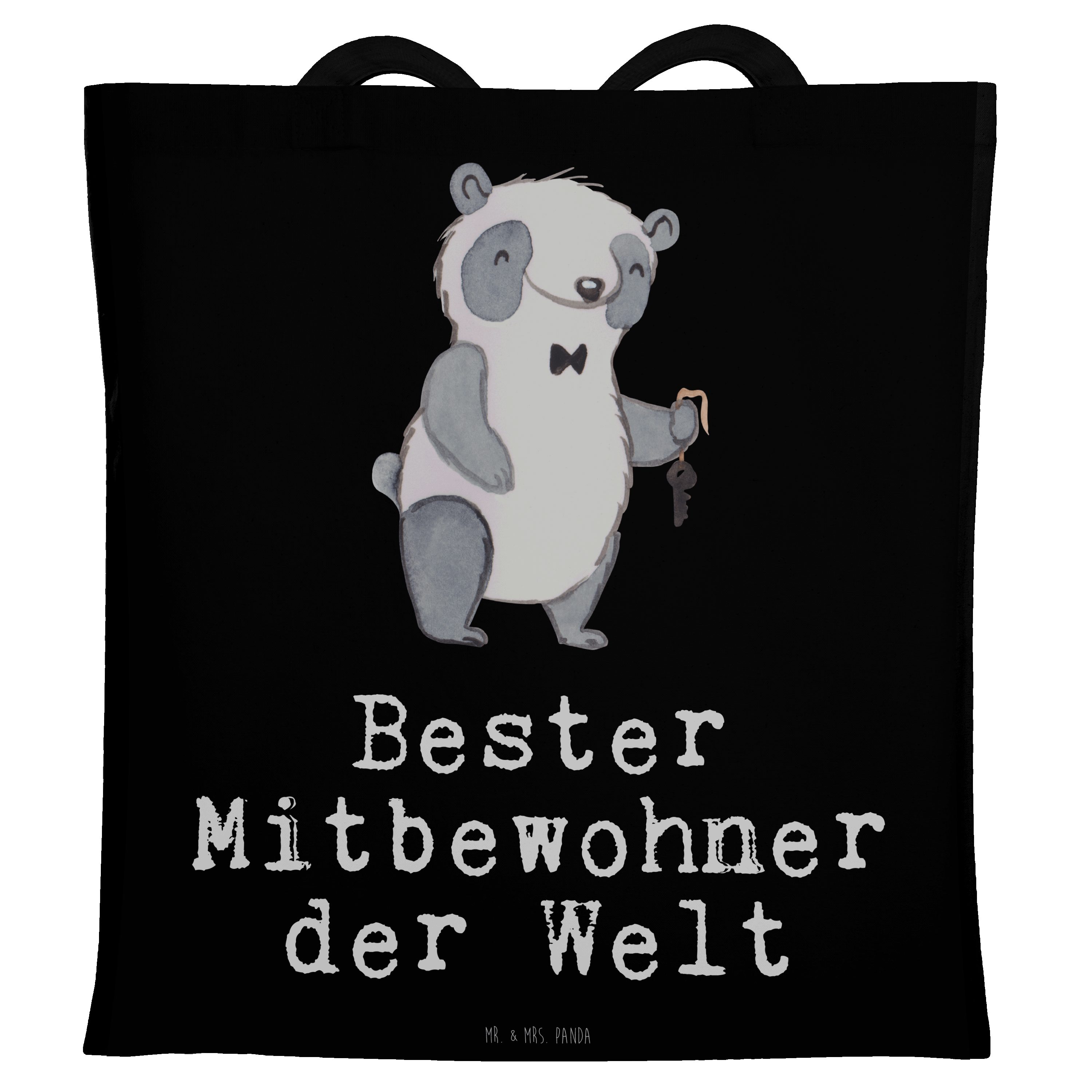 Mr. & Mrs. Panda Welt - Schwarz Geburtstagsge Tragetasche Geschenk, Mitbewohner der (1-tlg) - Bester Panda