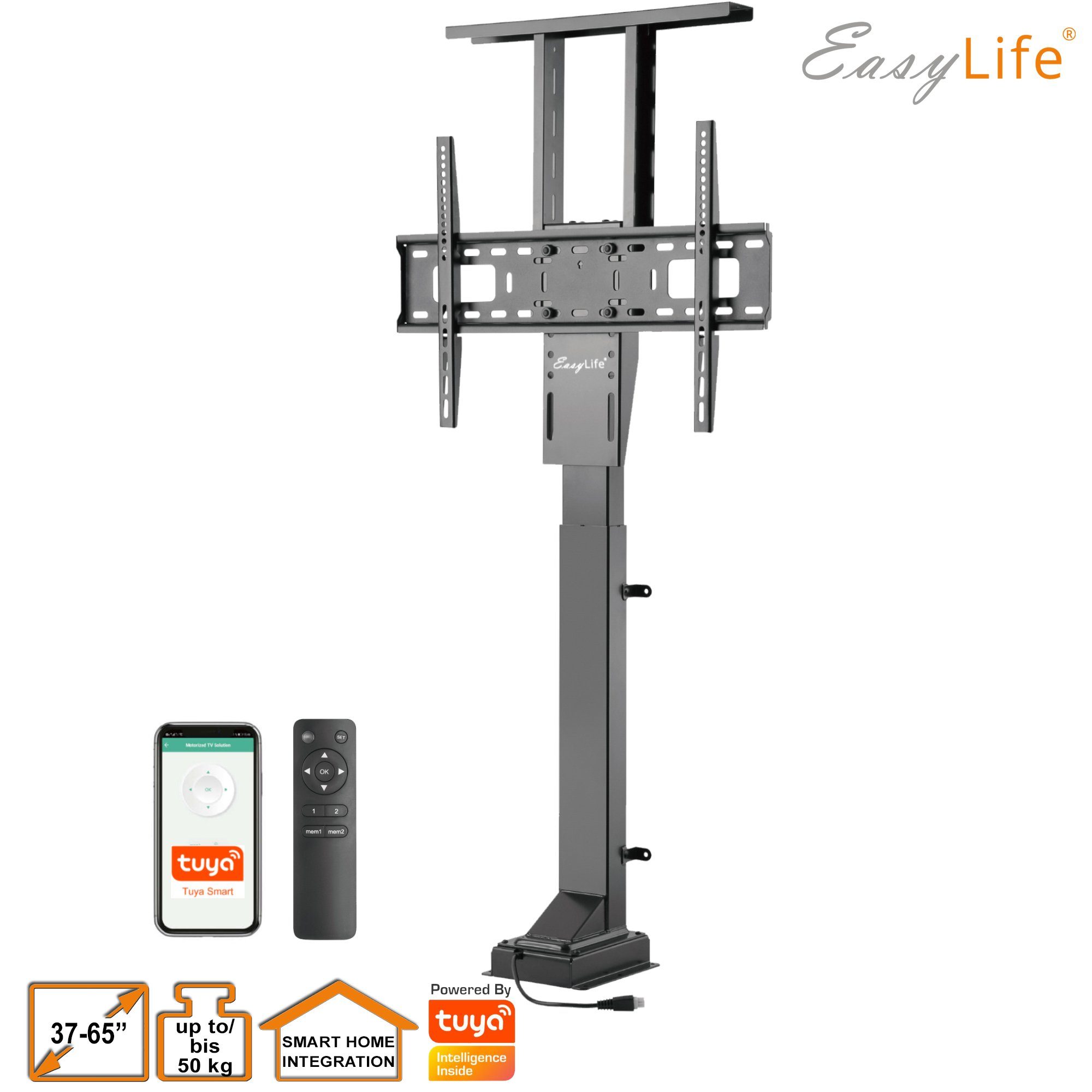 & easylife Bodenständer elektrisch, TV Fernbedienung TV-Ständer Steuerung Smart Home Lift/