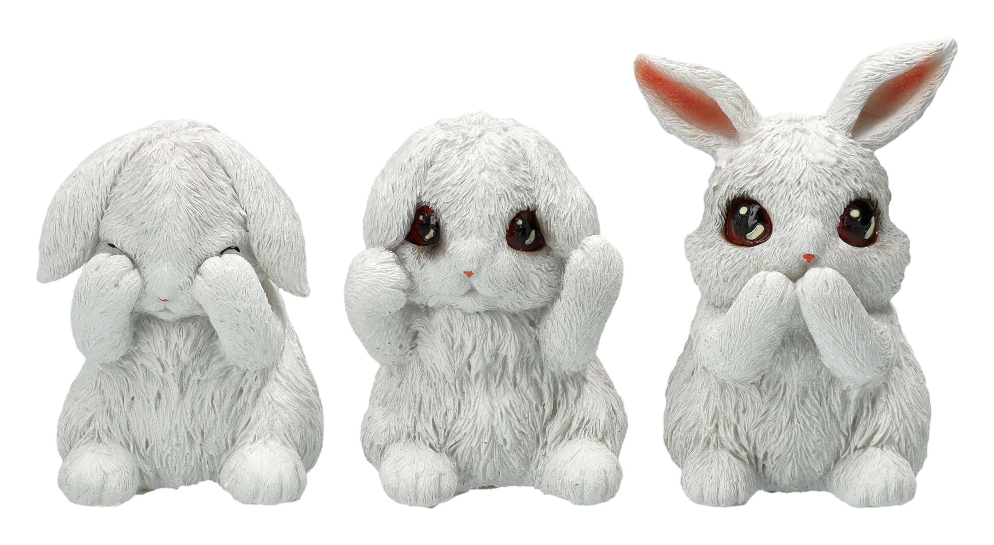 Figuren Shop GmbH Dekofigur Häschen Figuren – 3er Set Deko Hasen Statue Polyresin handbemalt