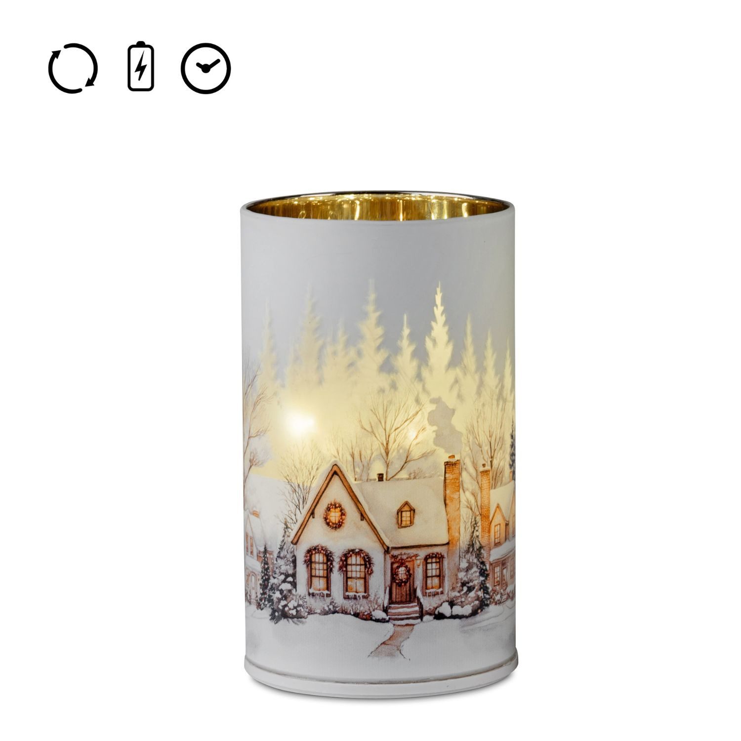 formano LED Dekoobjekt Winterdorf, LED, Drehend, mit Timer, Weiß, Häuser, H: 15cm