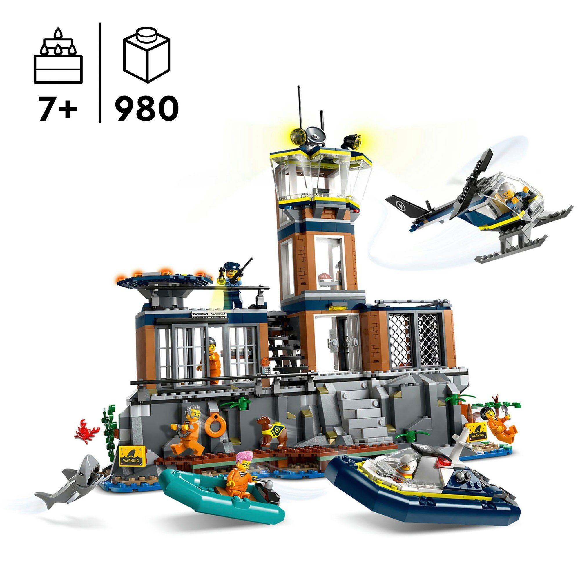 LEGO® Polizeistation auf der Gefängnisinsel (60419), LEGO City Konstruktionsspielsteine, (980 St), Made in Europe