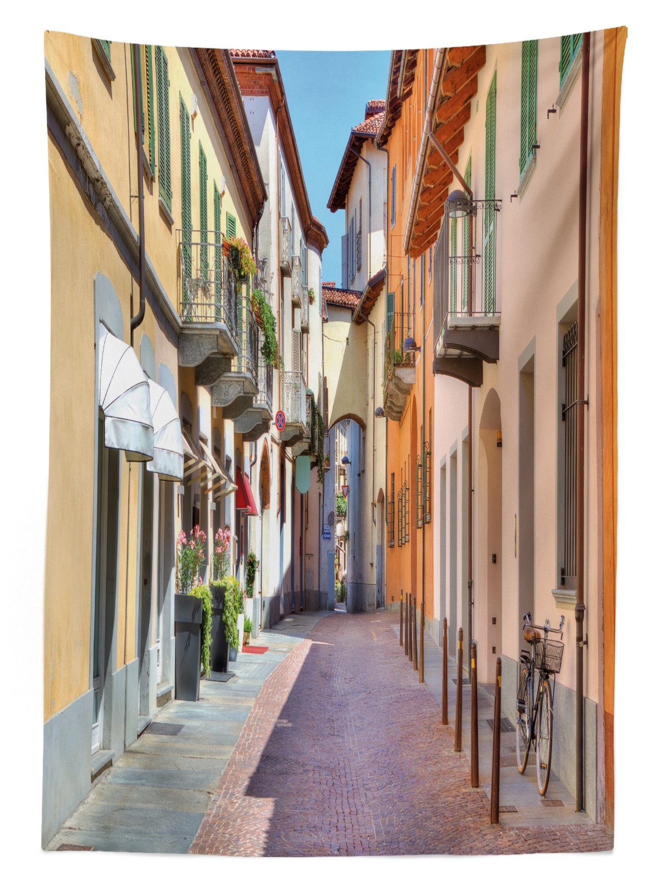 Für Alba Waschbar Straße Stadt Italien Abakuhaus Stadt den Außen Bereich geeignet Farben, Farbfest Klare Tischdecke